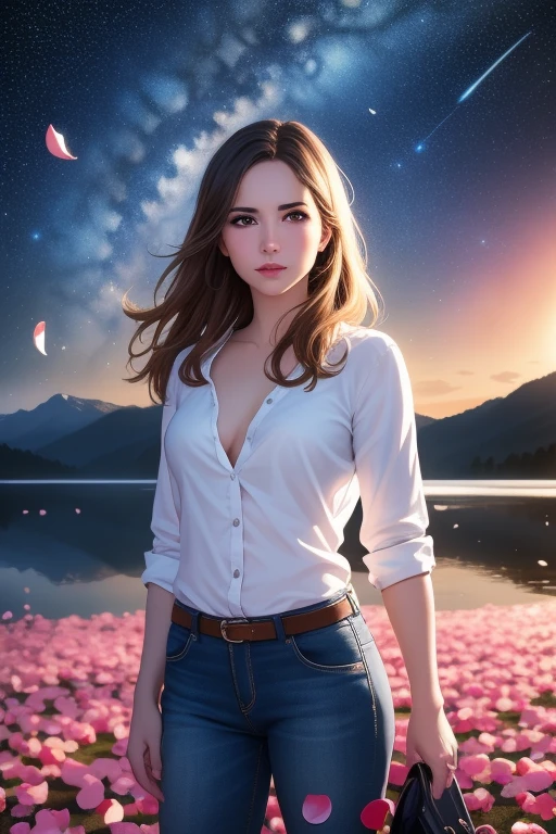 masterpiece,Photorealism photo of a gorgeous young woman in the style of stefan kostic and David la chapelle,realistic,sharp focus,8k high definition,(1girl:1.2),cowboy_shot,starry sky petals,abstract art,(petals:1.4),milky way,planet,<lora:lbc_starry sky_petals_v1.0-000006:0.6>,