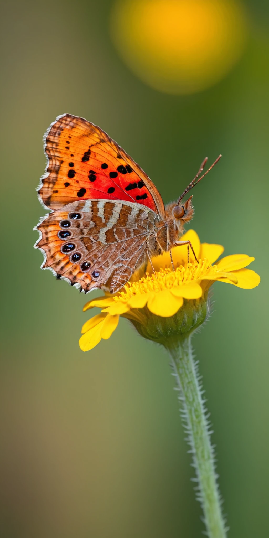 Polygonia C-Album Butterfly,perched on a vibrant flower,detailed,macro photography,natural lighting,Canon DSLR,high resolution,clear focus,vivid colors,minimalist background,soft bokeh,nature photography,8K UHD,<lora:HMSGå¾®è·è´è¶XL-000010:1>,