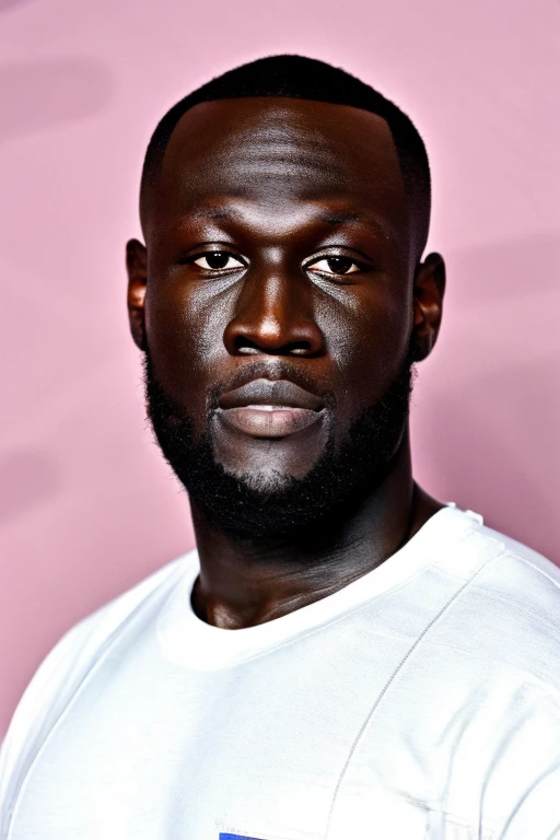 <lora:Stormzy_Lora-10:0.9>, stormzy, white tshirt, headshot, portrait, pastel background