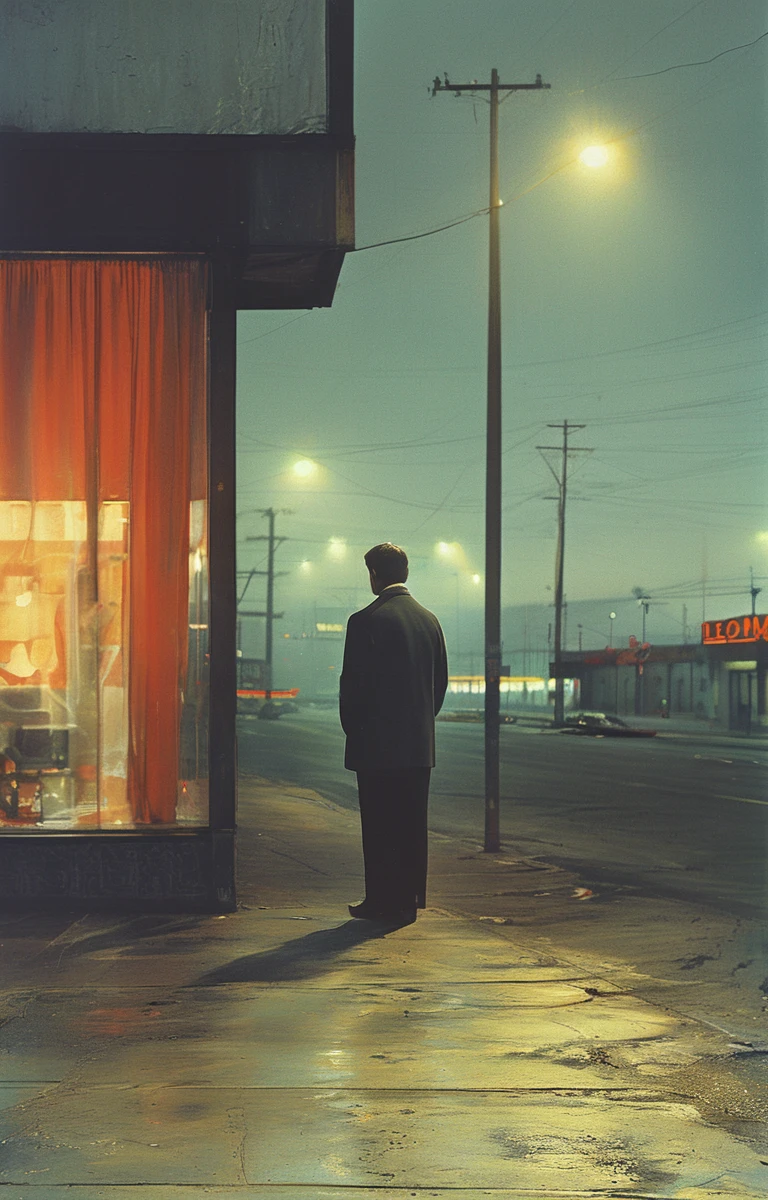 masterpiece,best quality,<lora:tbh156-sdxl:1>,illustration,style of Philip Lorca diCorcia, portrait of man