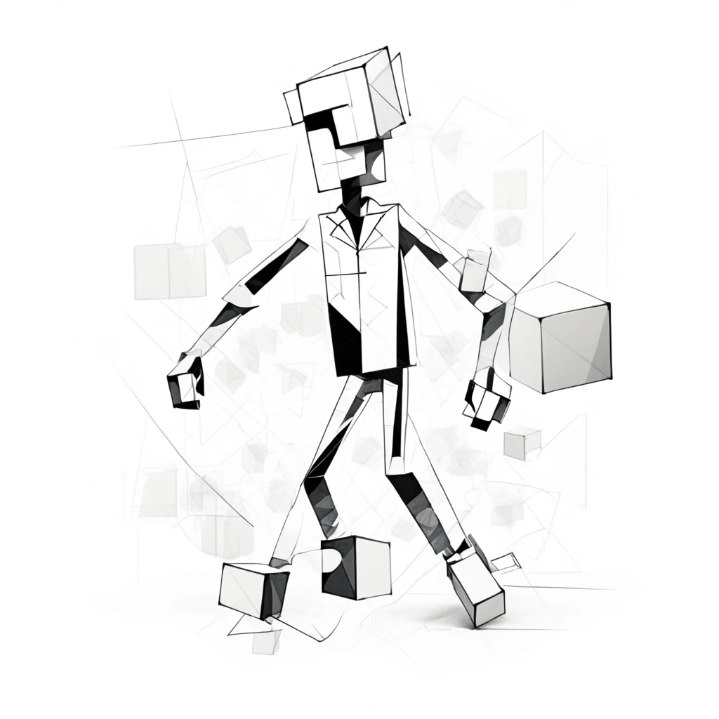 <lora:artfullyWHIMSICAL_SDXL_V1:1>, artwhmscl,
abstract sketch of a whimsical cartoon male illusionary geometric abstractionists, with transparent layers, on a white background, using lines and cubes, in the style of a sketching style, as digital art, with high resolution, without shadows, with a simple composition, of a modern design, with clean lines, with high contrast, using a monochromatic color scheme, with a depth of field effect, using perspective effects, with technical drawing elements, conceptualizing a theme based on the subject