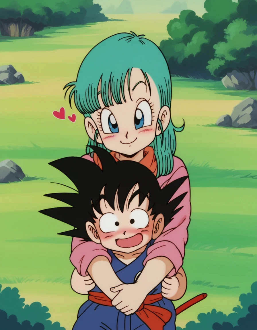 zPDXL, score_9, score_8_up, score_7_up, source_anime, BREAK
<lora:EarlyAkira-20:0.8> drgbls1, son goku, black hair, black eyes, bulma, blue hair, blue eyes, multiple characters, 1girl, 1boy, outdoors, smiling, happy, hugging, looking at another, cute, adorable, blush, heart,