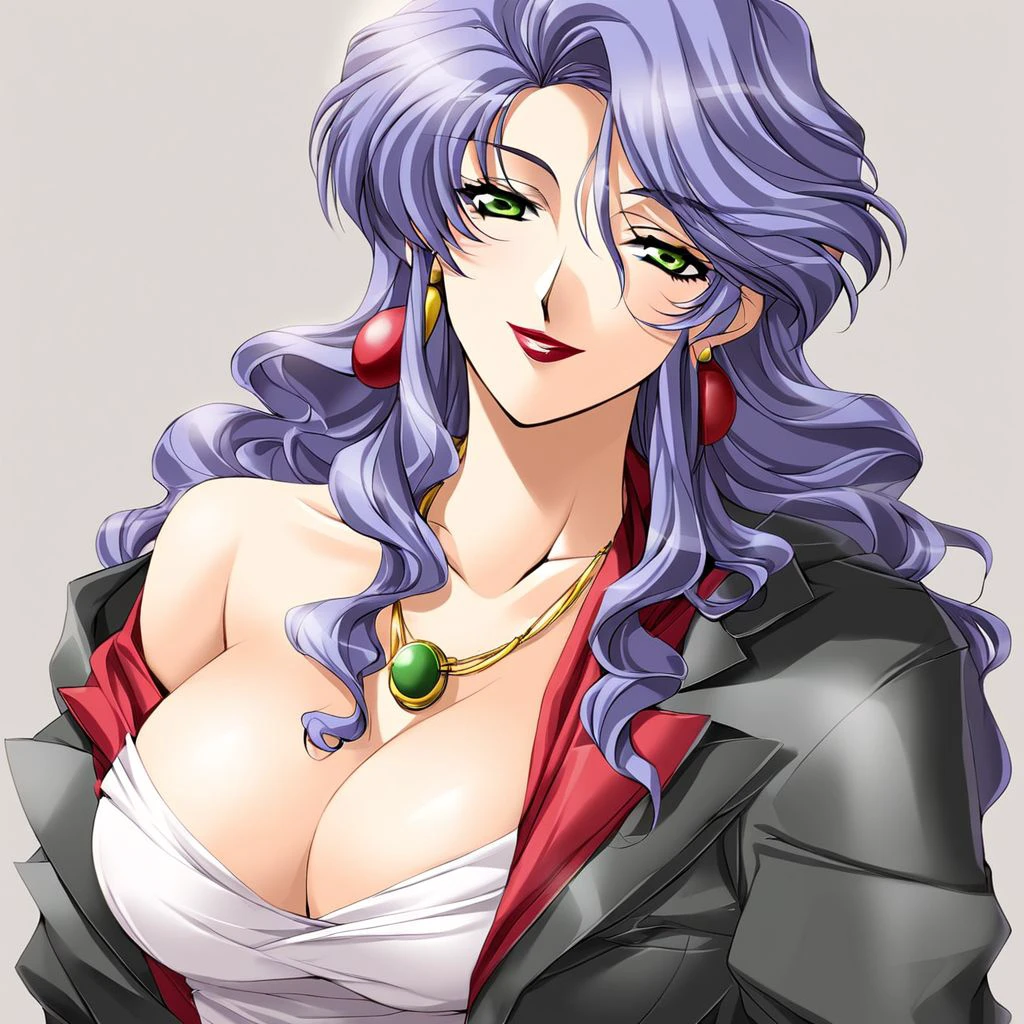 score_9, score_8_up, score_7_up, source_anime, rating_explicit, BREAK  <lora:Nonomura_Akiko_XL:1>
NonomuraAkiko,  long hair,  earrings, purple hair, lipstick,  makeup,  green eyes,  yellow eyes, jewelry, large breasts, mature female,
 cleavage, necklace, blue hair, formal, suit, jacket, smile, off shoulder,