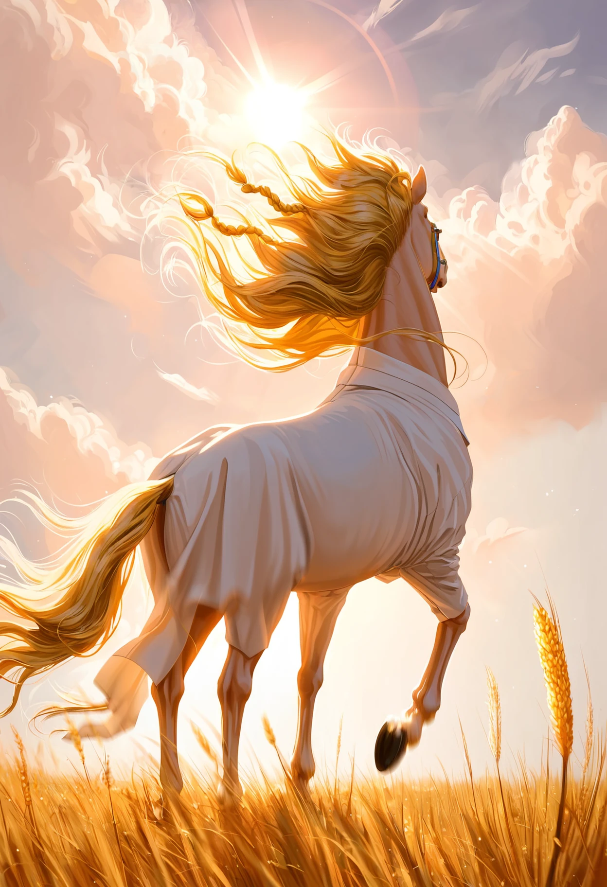 masterpiece,best quality,highly detailed,score_9,score_8_up,score_7_up,score_6_up,highly detailed,cinematic,source anime,
BREAK
<lora:MohgPony1.0:0.8>,
1boy horseback riding,chibi,horse,running,white robe,androgynous,blonde long hair,multiple braids,motion blur,motion lines,floating hair,
wheat fields,cloudy sky,sunlight,from behind,view,telephoto lens,, masterpiece, fantasy, digital art, highly detailed, overall detail, atmospheric lighting, Awash in a haze of light leaks reminiscent of film photography, awesome background, highly detailed styling, studio photo, intricate details, highly detailed, cinematic, <lora:MJ52:0.6>,