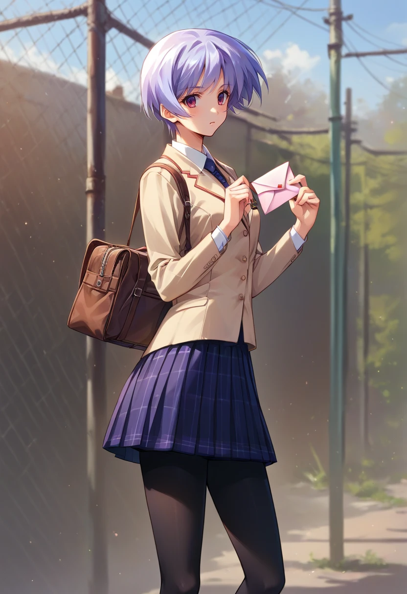 score_9, score_8_up, score_7_up, source_anime, <lora:wrenchchaosheadayasekishimoto:0.9>, chayasekishimoto, school uniform, pantyhose, holding letter,