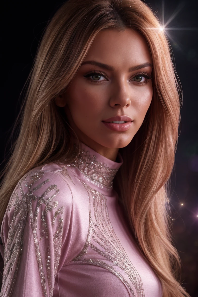(Facial Close Up Short, Portrait:1.3) Tower13_Devina  (skinny, slim, slender, narrow waist:1.3) ((Photo Focus, DOF, Aperture, insanely detailed and intricate, character, hypermaximalist, hyper realistic, super detailed, (lens flare))) (Jeans and t-shirt:1.3) (Pink and Purple Studio Backdrop:1.3) (smile:1.3) <lora:exposure_control_v10:-0.2> <lora:more_details:0.3>