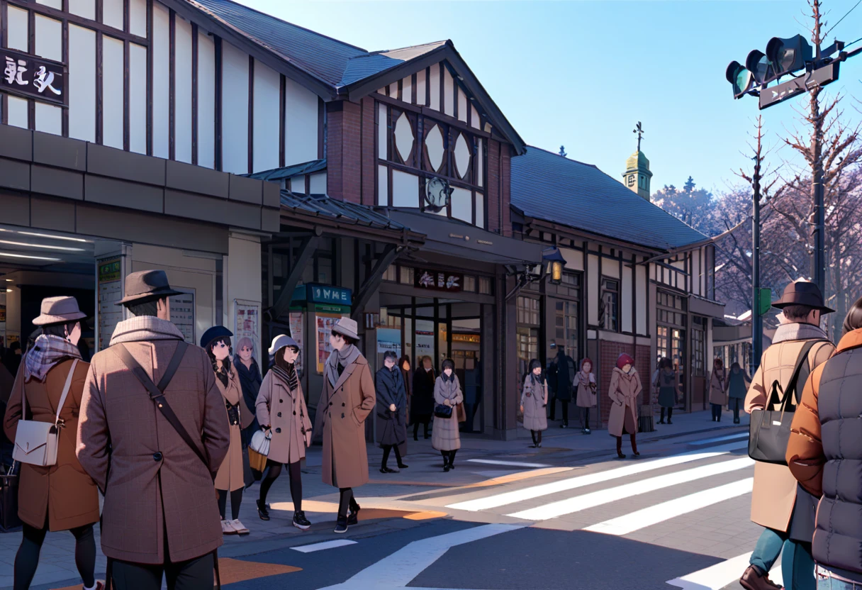 masterpiece, best quality, very aesthetic, absurdres,
harajukueki, storefront, real world location, outdoors, tree, multiple girls, street, road, bag, day, scenery, walking, 6+girls, multiple boys, 6+boys, sky, lamppost, building, scarf, crosswalk, coat, pavement, blue sky, vanishing point, winter, hat, handbag
 <lora:harajuku_eki_SDXL_V1:1>