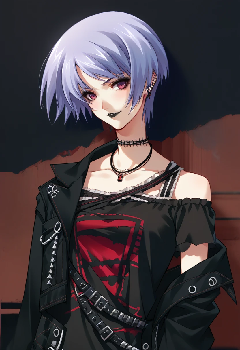 score_9, score_8_up, score_7_up, source_anime, <lora:wrenchchaosheadayasekishimoto:1>, chayasekishimoto,
make-up, goth, black shirt, off shoulder, open jacket, black lipstick, parted lips, light smile,