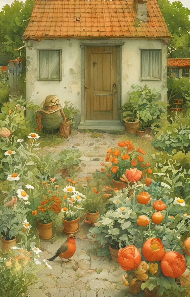 masterpiece,best quality,<lora:tbh159-sdxl:1>,illustration,style of Kestutis Kasparavicius, garden