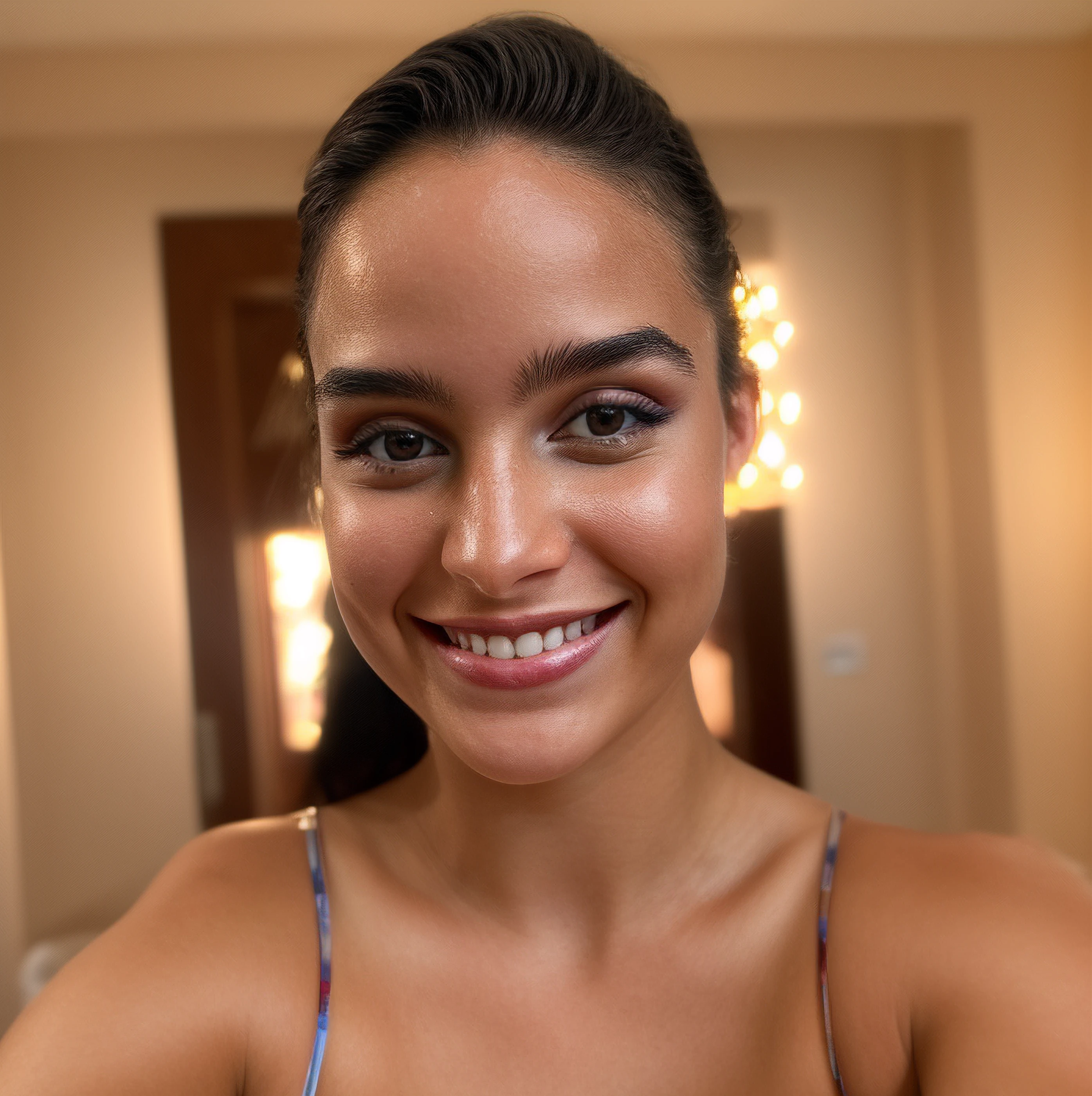 UHD, 8K, ultra detailed, a cinematic photograph of mbarr, realistic photograph, selfie, makeup, smile, happy, beautiful lighting, great composition
