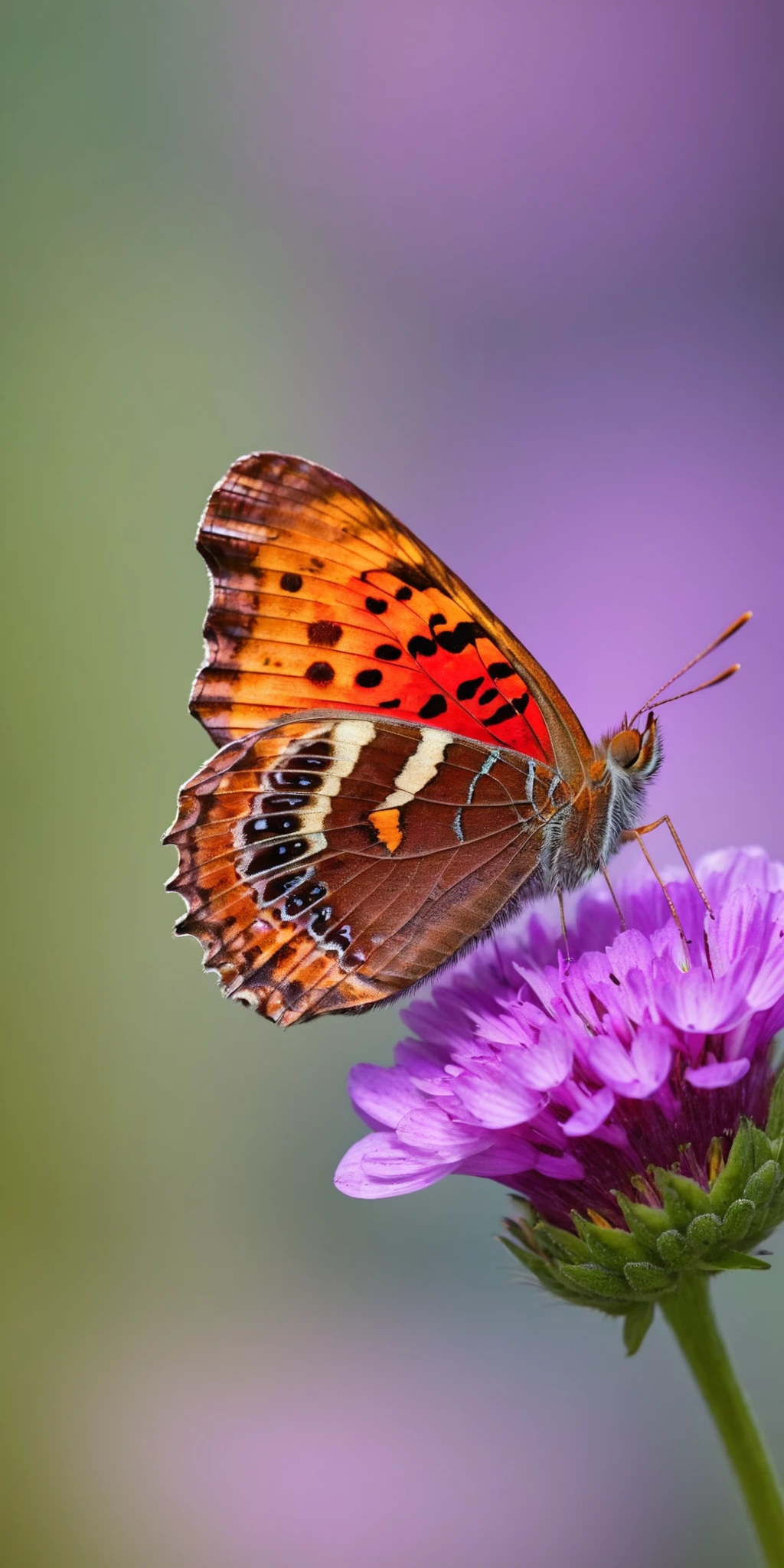Polygonia C-Album Butterfly, perched on a vibrant flower, detailed, macro photography, natural lighting, Canon DSLR, high resolution, clear focus, vivid colors, minimalist background, soft bokeh, nature photography, 8K UHD,<lora:HMSGå¾®è·è´è¶XL-000010:1>,