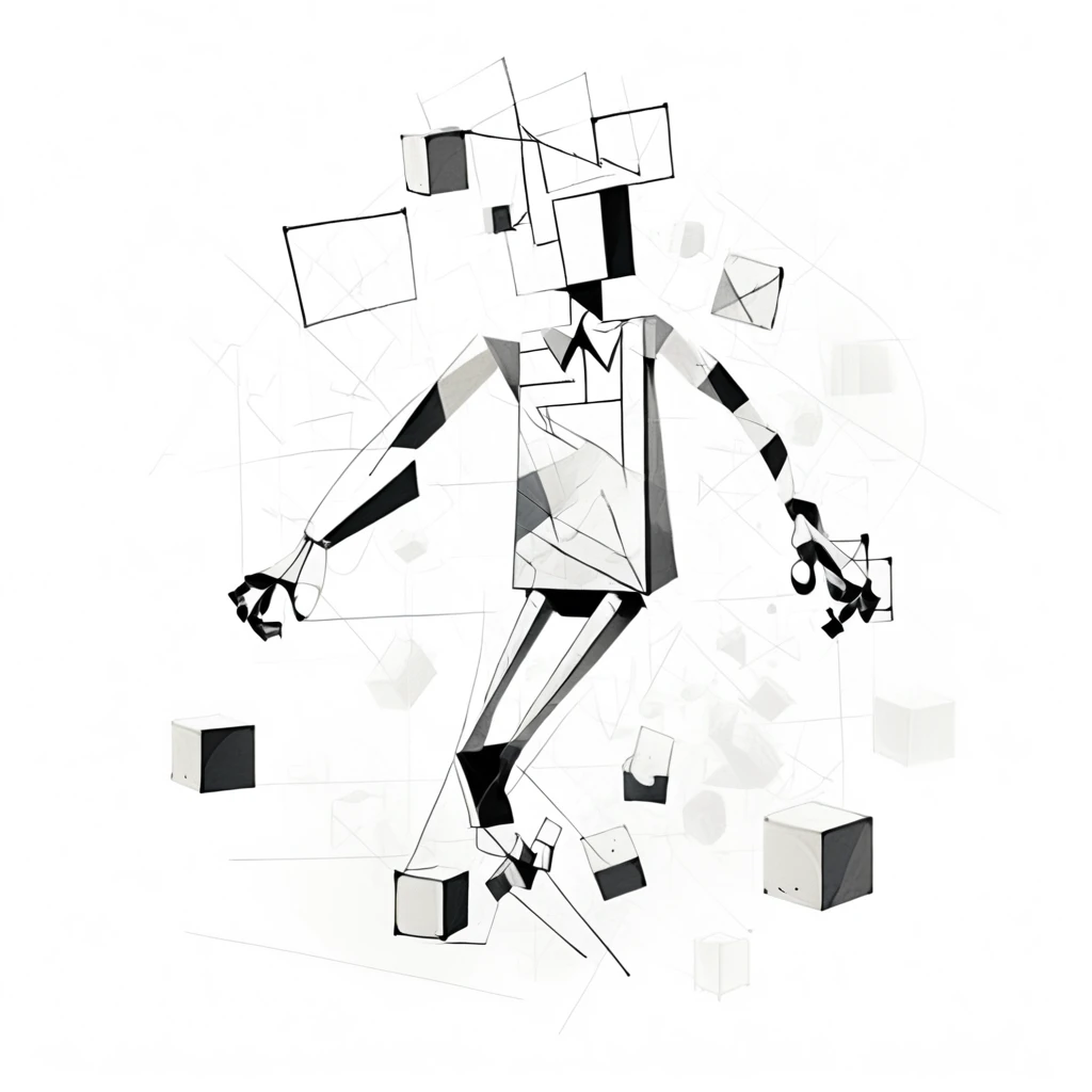 <lora:artfullyWHIMSICAL_SDXL_V1:1>, artwhmscl,
abstract sketch of a whimsical cartoon male illusionary geometric abstractionists, with transparent layers, on a white background, using lines and cubes, in the style of a sketching style, as digital art, with high resolution, without shadows, with a simple composition, of a modern design, with clean lines, with high contrast, using a monochromatic color scheme, with a depth of field effect, using perspective effects, with technical drawing elements, conceptualizing a theme based on the subject