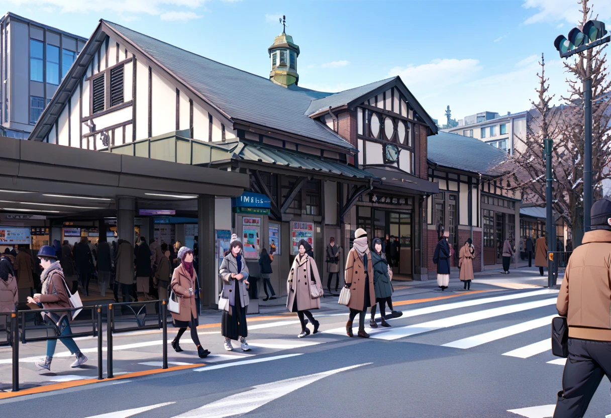 masterpiece, best quality, very aesthetic, absurdres,
harajukueki, storefront, real world location, outdoors, tree, multiple girls, street, road, bag, day, scenery, walking, 6+girls, multiple boys, 6+boys, sky, lamppost, building, scarf, crosswalk, coat, pavement, blue sky, vanishing point, winter, hat, handbag
 <lora:harajuku_eki_SDXL_V1:1>