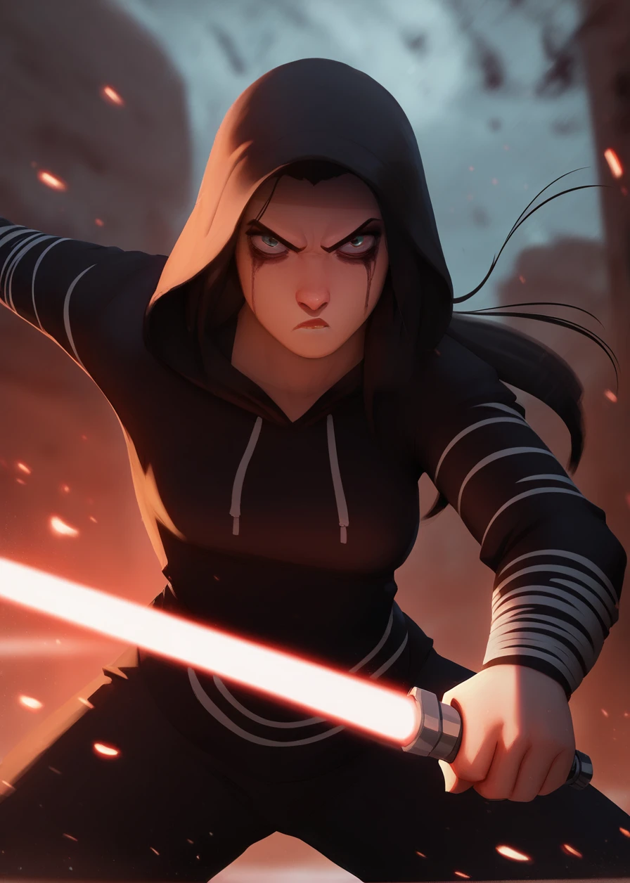 score_9, score_8_up, score_7_up, score_6_up, 1girl, sexy, solo, outdoors, jedi, sith, lightsaber, serious, mad, bad mascara, dark force, action pose, action shot, hoodie, long hair, windy
<lora:Sinnerart_c-3:1.0> sinnerart