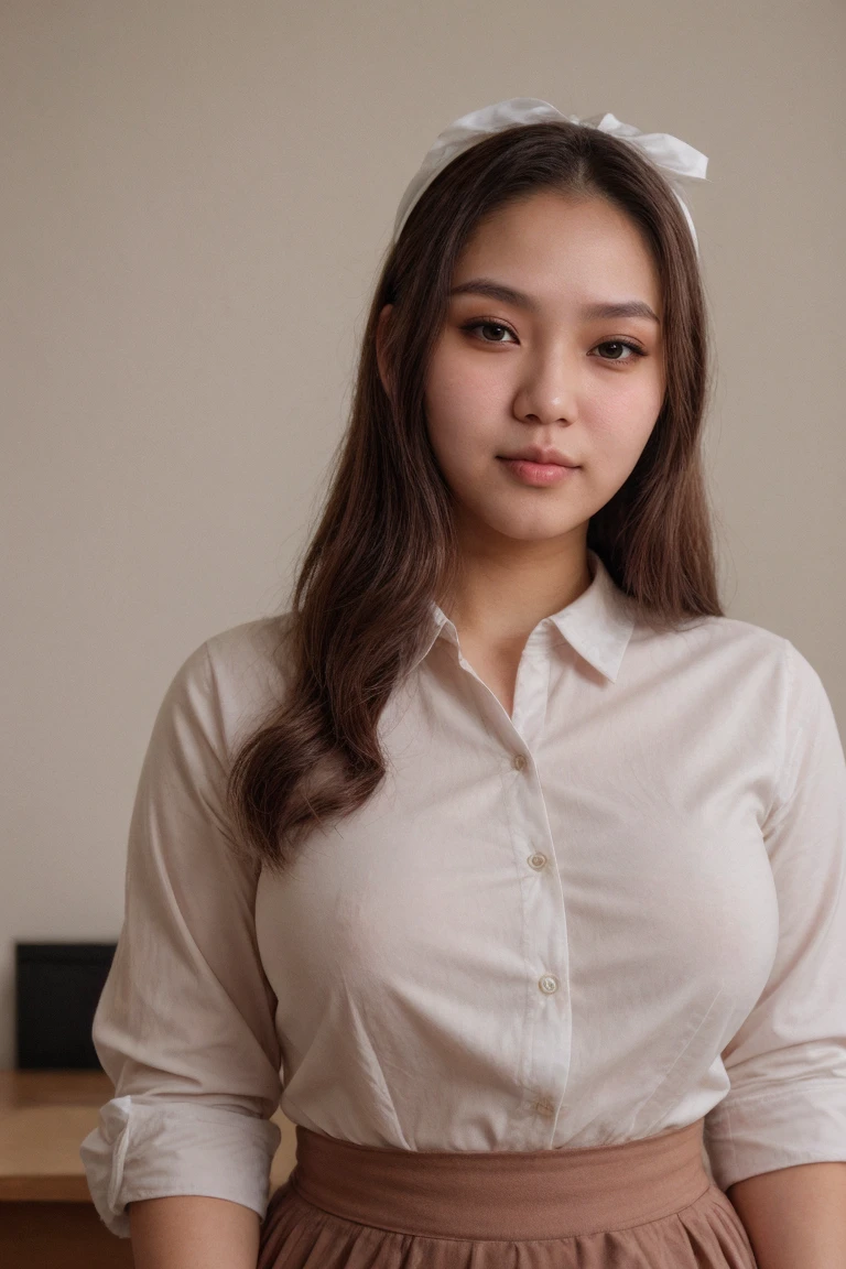 breathtaking portrait of a beautiful Indonesian busty girl, 25yo, her name is <lora:harumi_mega:0.6> harumi_mega, barefaced, round-faced shape, black hair, long hair, white hairband, black eyes, long eyelashes, saggy breast, looking at camera, voluptuous body shape, wearing white shirt and black short skirt pencil, office uniform,
<lora:add_detail_2:1.0>, <lora:epiNoiseoffset_v2-pynoise:0.5>, <lora:weight_slider_v2:0.8>, . award-winning, professional, highly detailed