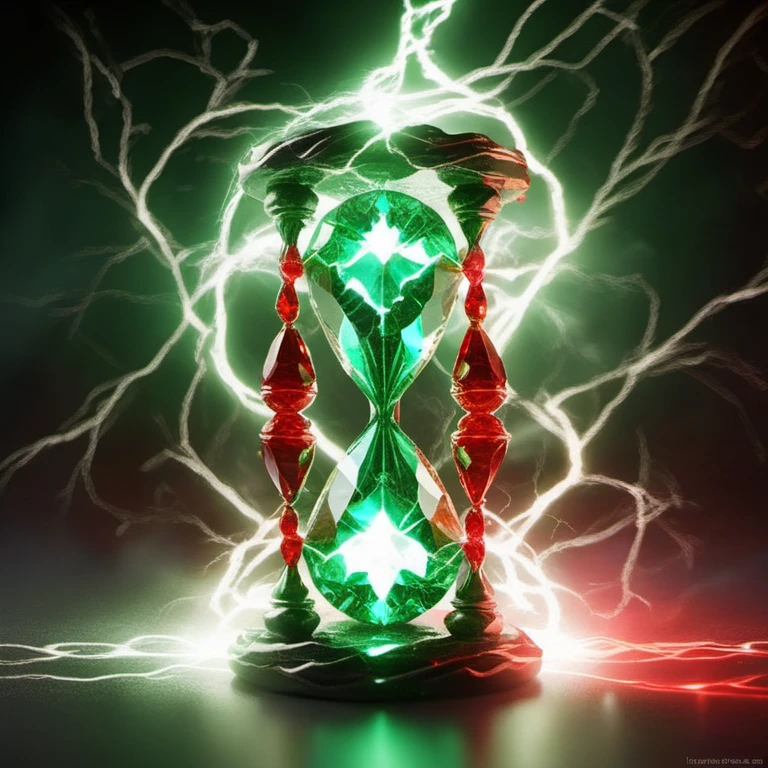 chain,gem, light green and red crystal, hourglass,lighting_thunder,lighting,thunder,glowing <lora:diamond:0.5> <lora:electricity:1>