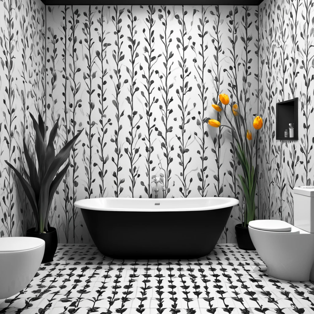 <lora:artfullyTULIPWILLOW_SDXL_V1:1>, arttlpwllw, repeating pattern, black and white, elegant, minimal, decadence, beautiful,willow and tulip
, tiled bathroom