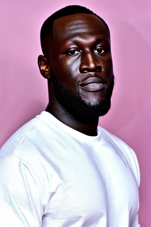 <lora:Stormzy_Lora-10:0.9>, stormzy, white tshirt, headshot, portrait, pastel background