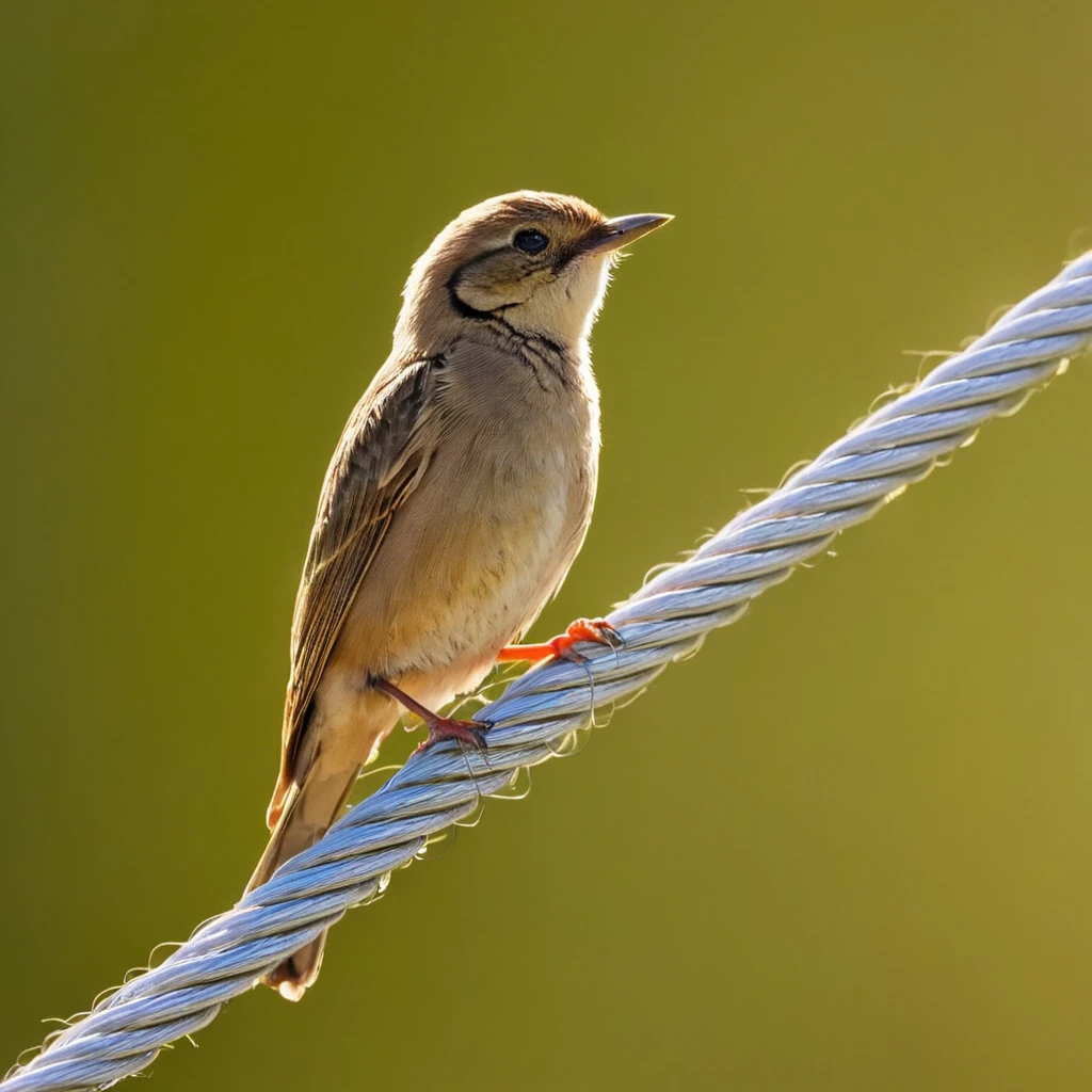 <lora:HMSGé¸ç±»æå½±XL-000001:1>,A cute little bird perching on a wire in the sunlight.
