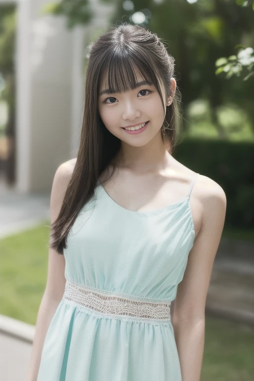 1girl,(RAW photo, best quality), (realistic, photo-realistic:1.4), masterpiece, an extremely delicate and beautiful, extremely detailed, 2k wallpaper, Amazing, finely detail, extremely detailed CG unity 8k wallpaper, ultra-detailed, highres, soft light, beautiful detailed girl, extremely detailed eyes and face, beautiful detailed nose, beautiful detailed eyes,cinematic lighting,perfect anatomy,
(summer dress:1.4), bokeh, (close up:1.0),
looking at viewer, young japanaese idol,(hands behind back:1.2),
(smile:1.4), <lora:hiratsukasae_lora_01:0.9>