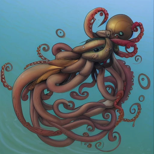 6+girls, ocean, bird, gradient background, shell, water, tail, double bun, solo, shield, tentacles