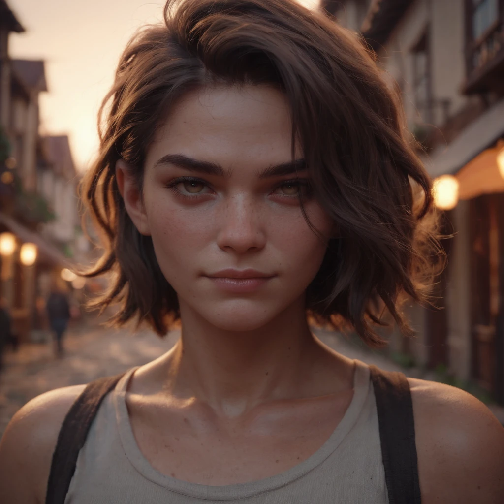 (photograph, (score_9, score_8_up, score_7_up, score_6_up)), sweet 18yo european girl, (dimly lit:0.5),seductive smirk,harsh camera flash, grainy, highly detailed, (freckles:0.3), (skin texture), (background town), bokeh, (snub nose)