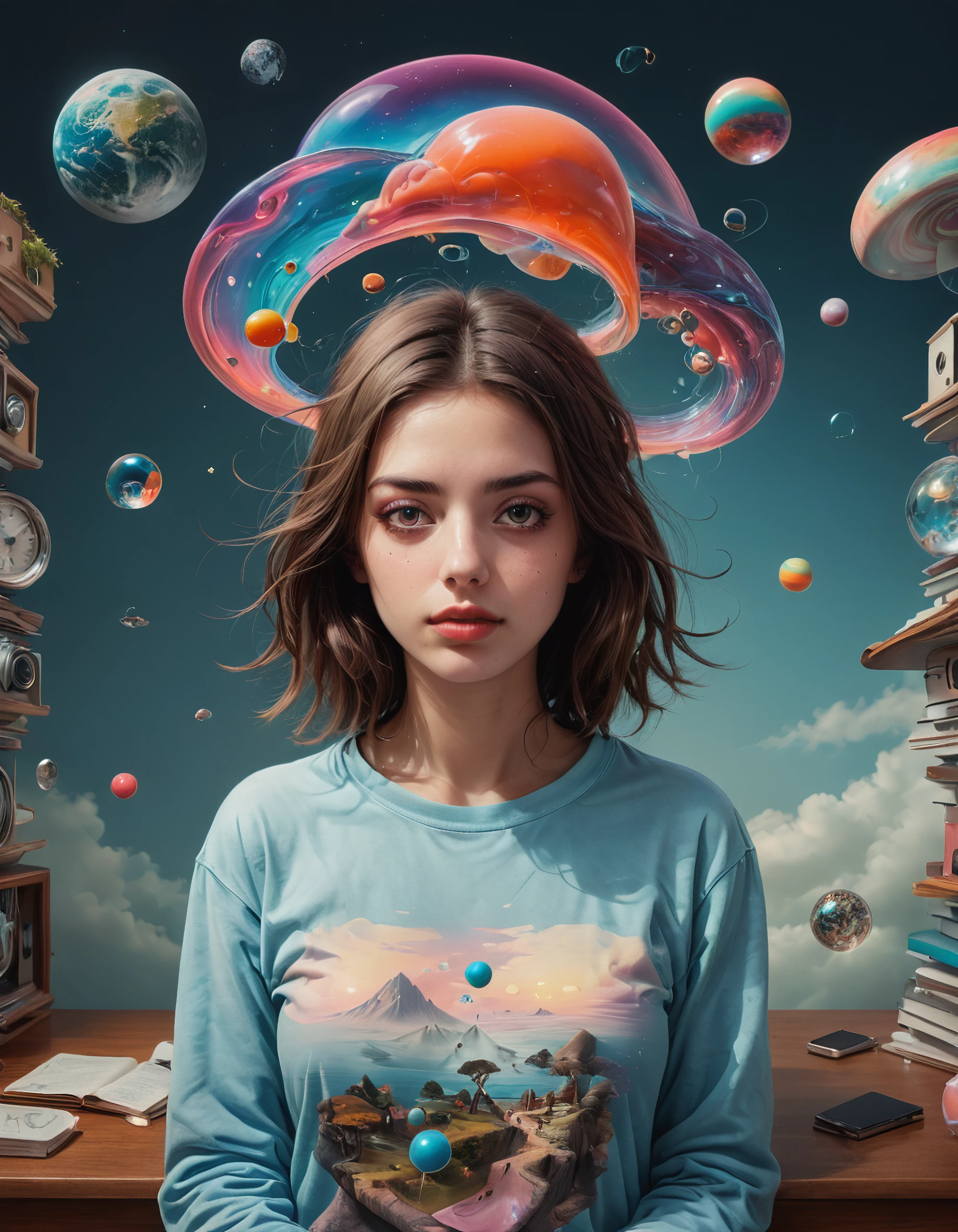casual girl, surreal