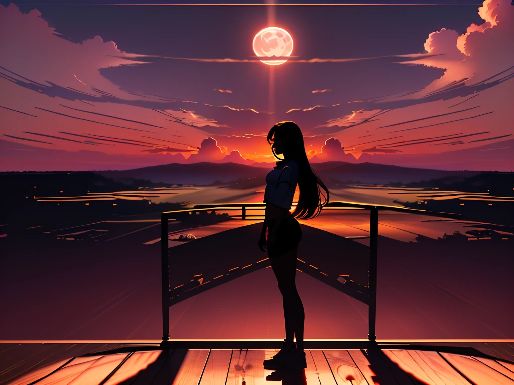 <lora:Aesthetics_Enhancer_SD:0.8>,masterpiece,absurd resolution,8k,
EnhanceImage,natural light, 1girl, long hair, solo, scenery, sky, cloud, moon, sunset, standing, outdoors, signature, railing, lens flare, silhouette, cloudy sky