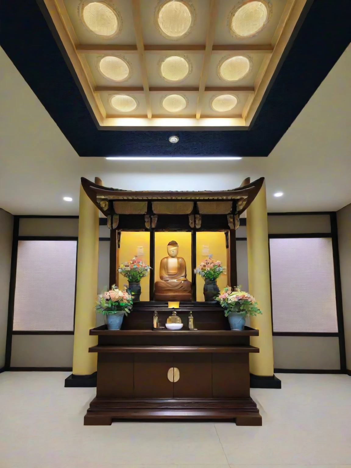 <lora:JJsColumbarium_XL:1>,((Columbarium)), masterpiece , best quality,  indoors, scenery,wall, door,  real world location,  highly detailed, , door, window,   ceiling light, flower, plant, vase,