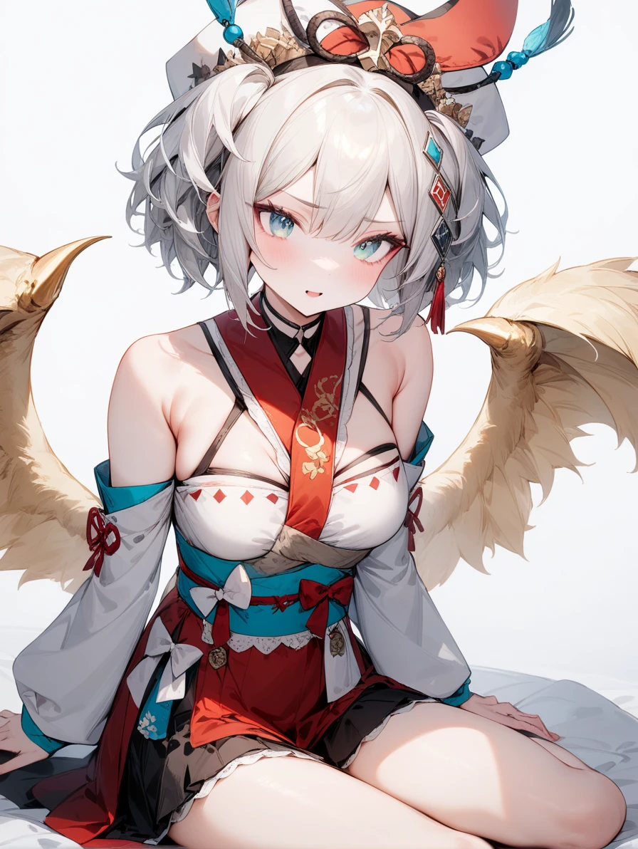 ,(ho-oh:0.7),1girl,(solo:1.2),white background,simple background,bare shoulders,<lora:ho-oh-000004:1.1>, masterpiece, best quality, very aesthetic, absurdres