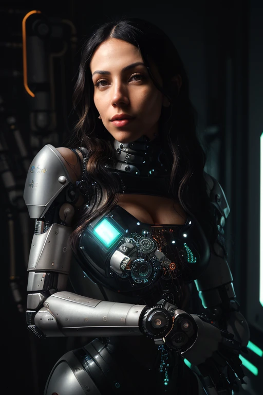 Complex ultra detailed 3d rendering beautiful profile porcelain female android face, cyborg, Robot parts, 150mm, Beautiful soft light studio, Rim light, Vivid details, Gorgeous Cyberpunk, race, surreal, anatomical, facial muscles, cable wire, microchip , elegant, beautiful background, Octane Rendering, HR Giger Style, 8k, Top Quality, Masterpiece, illustration, very delicate and beautiful, Highly detailed, CG, unified, wallpaper, (realistic, photorealistic: 1.37), wonderful, finely Detailed, Masterpiece, Top Quality, Official Art, Highly Detailed CG Unity 8k Wallpaper, Absurd, Incredibly Absurd, Robot, Full Body, Stream