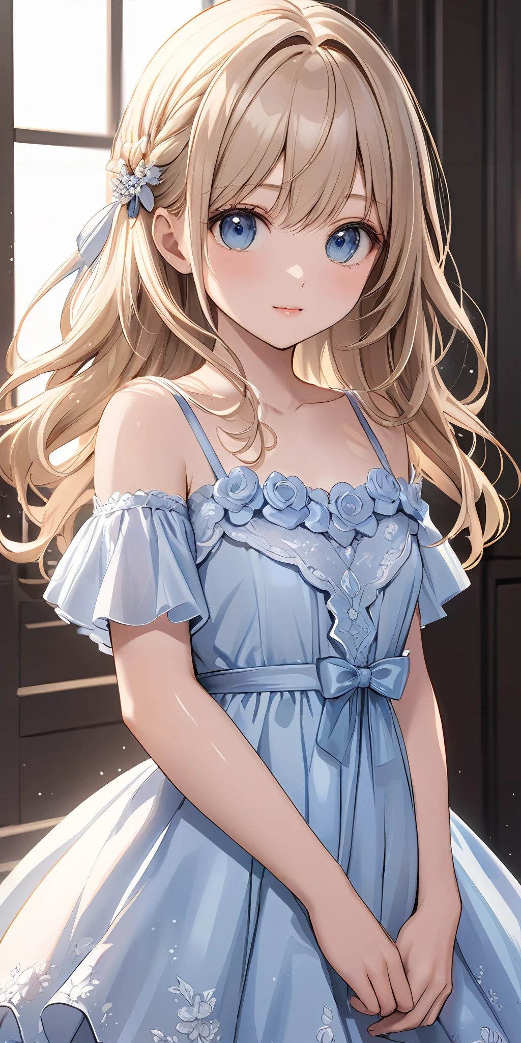 masterpiece,ultra-detailed,best quality,8K,illustration,cute face,clean skin ,shiny hair,girl,ultra-detailed-eyes, <lora:add-detail-xl:1>,dress,cowboy shot