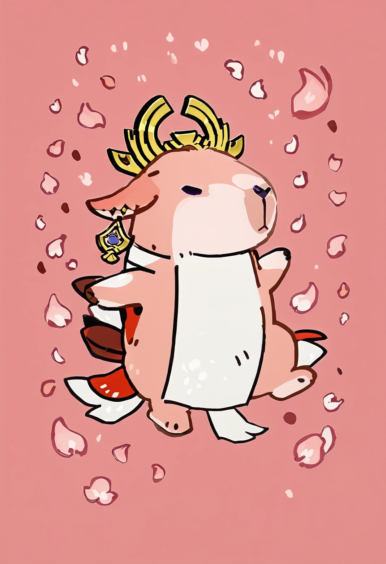 masterpiece,best quality,highly detailed,score_9,score_8_up,score_7_up,score_6_up,source furry,
BREAK
<lora:pokebaraPony1.0:1>,pokebara,full body,no humans,animal focus,
Yae Miko,pink background,falling petals,