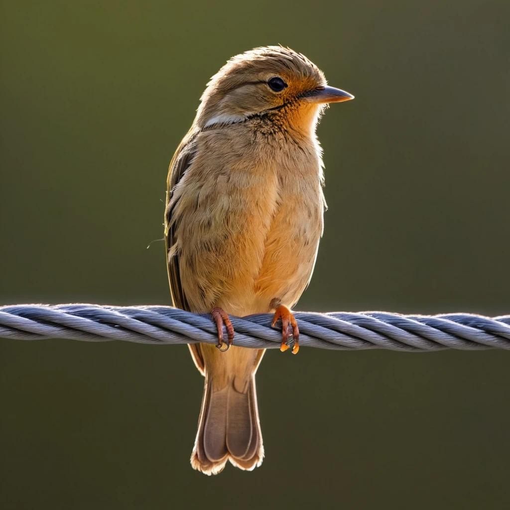 <lora:HMSGé¸ç±»æå½±XL-000001:1>,A cute little bird perching on a wire in the sunlight.