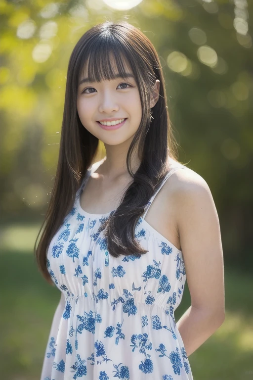 1girl,(RAW photo, best quality), (realistic, photo-realistic:1.4), masterpiece, an extremely delicate and beautiful, extremely detailed, 2k wallpaper, Amazing, finely detail, extremely detailed CG unity 8k wallpaper, ultra-detailed, highres, soft light, beautiful detailed girl, extremely detailed eyes and face, beautiful detailed nose, beautiful detailed eyes,cinematic lighting,perfect anatomy,
(sun dress:1.4), bokeh, (close up:1.0),
looking at viewer, young japanaese idol,(hands behind back:1.2),
(smile:1.4), <lora:hiratsukasae_lora_01:0.9>
