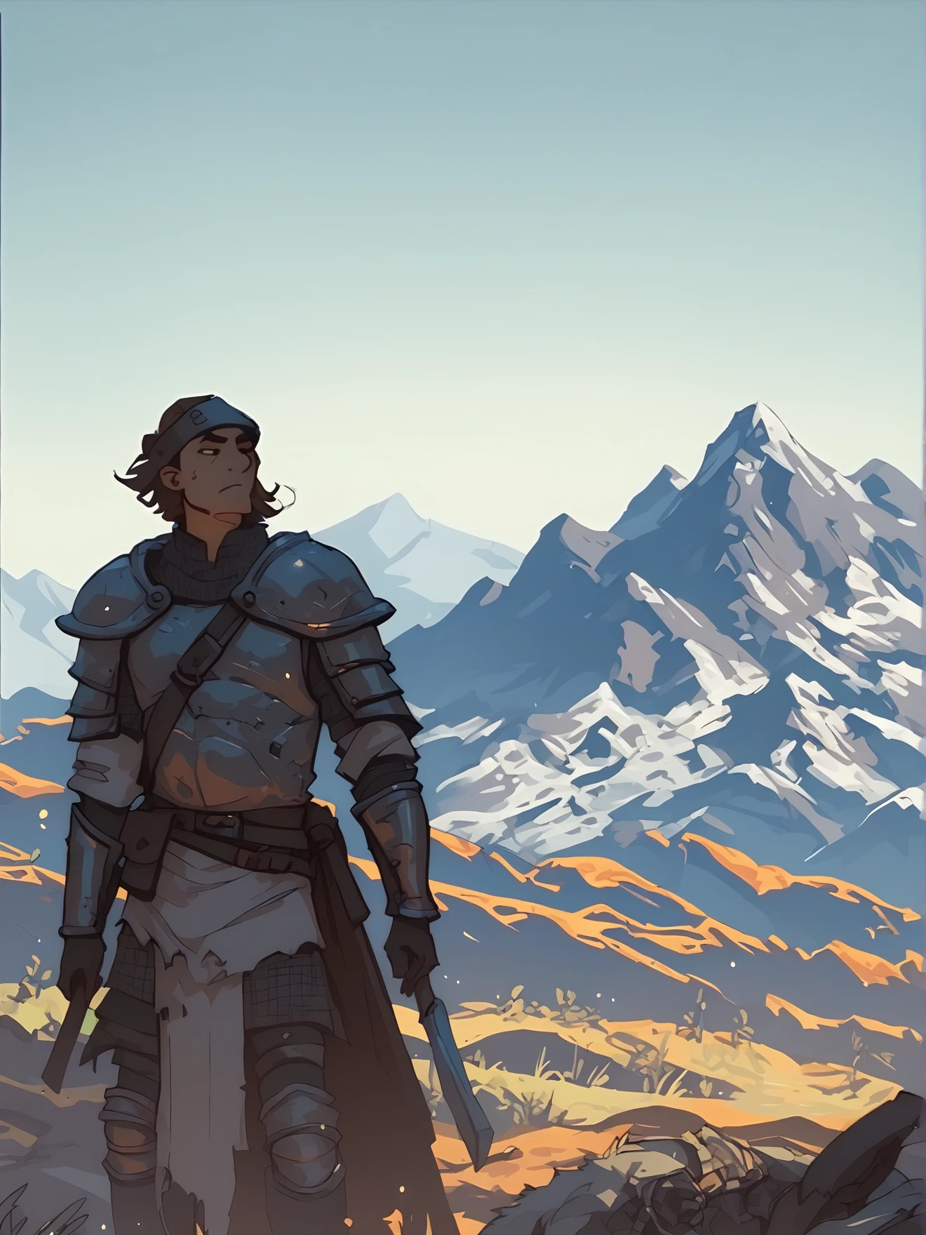 score_9, score_8_up, score_7_up, score_6_up, 1boy, armor, mountains <lora:Oglaf_v0.2:1>