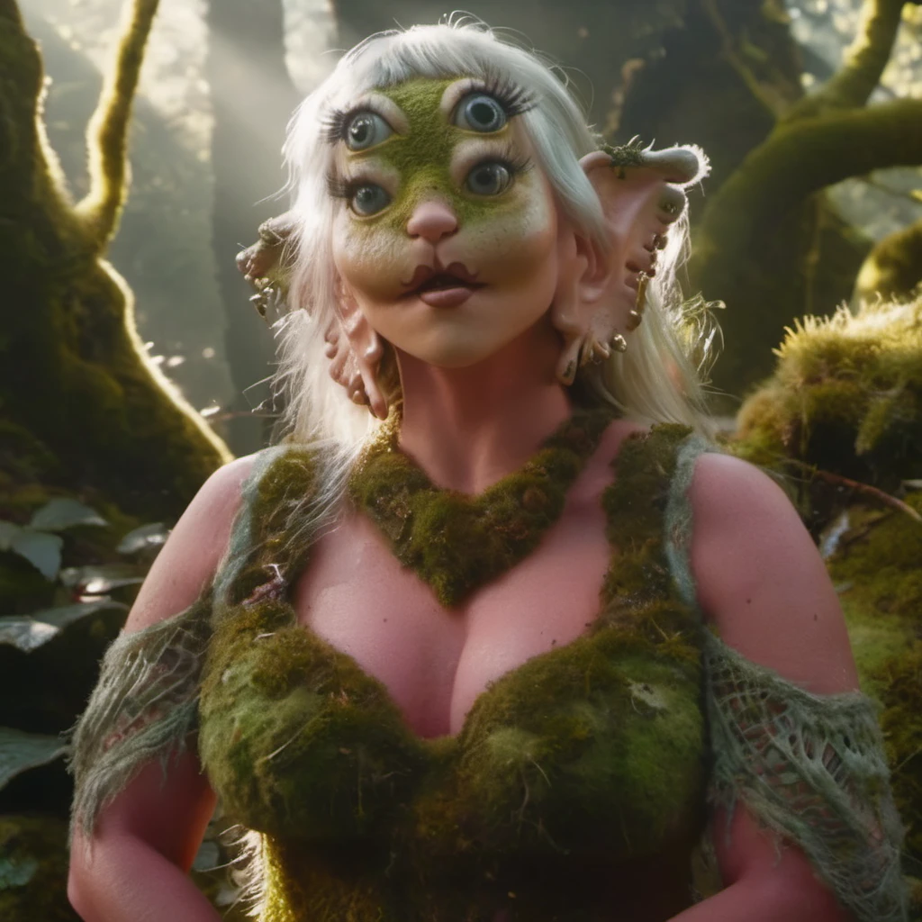 magical photo, photorealistic photo, ultra detailed, dreamscape, 35mm, 4k, fantasy image, image of a person , close upper body portrait, a woman, mossy outfit, looking at viewer, <lora:archive:1>, nymph mythology alternate world, cottagecore nature aesthetic, cool lighting, marvel studio cgi image, gorgeous picture, 4k resolution,  <lora:add-detail-xl:1>,  <lora:ovrgrwth:0.1>