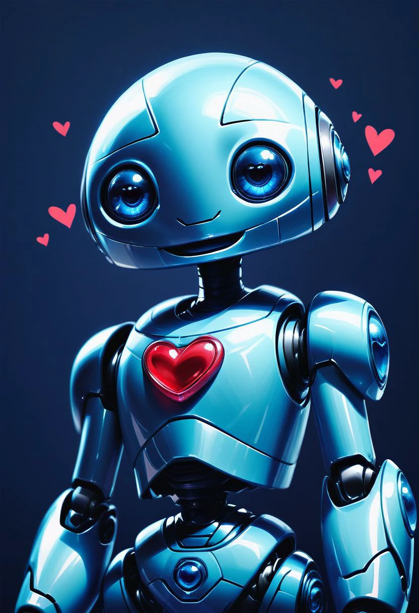 score_9, score_8_up, score_7_up, CivBot, looking at viewer, blue eyes, simple background, upper body, heart, blue background, science fiction, joints, straight-on, robot joints, blue robot,