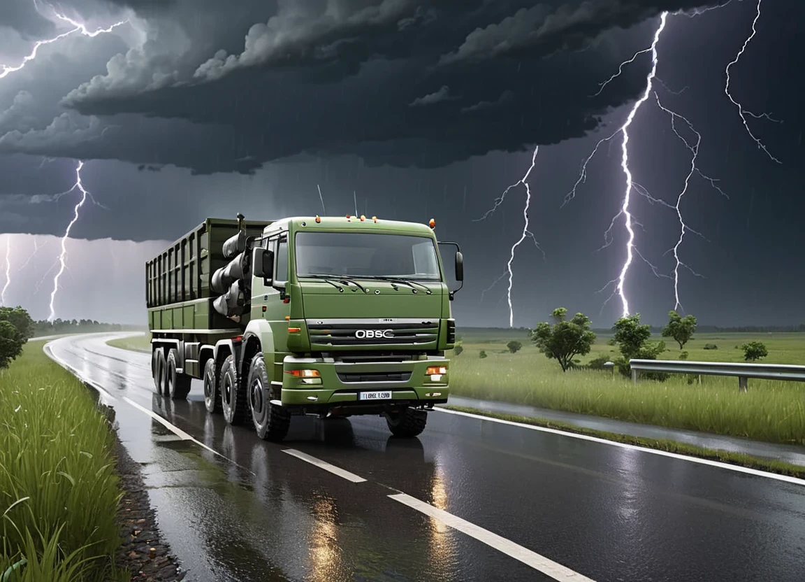 obc03 Truck <lora:03_vehicle_obc03:1.0> on a road,
outside, minimalist,
nature at background, professional, realistic, high quality,
Thunderstorms with heavy rain, <lora:general_vehicle:-0.25>