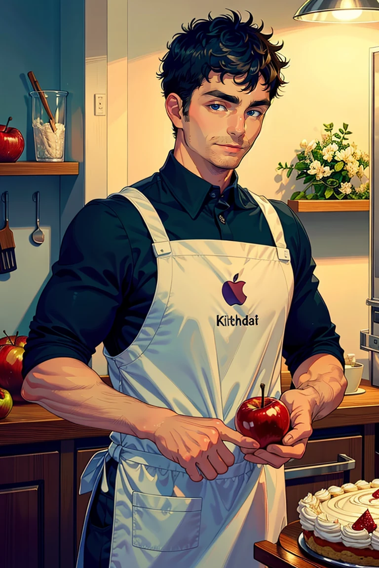 (masterpiece, best quality:1.2), man, smirk:1.4, (depth of field:1.1), , photo of person, at the kitchen, apron, birthday cake, shirt, romantic mood,night, masterpiece, highness, perfect face, perfect picture, detailed eyes, sharp focus, muscular,High detailed view,Apple_butt<lora:EMS-255755-EMS:1.000000>