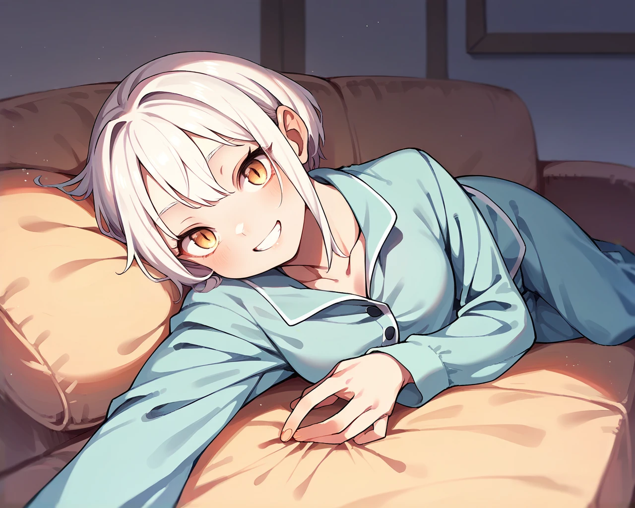score_9, score_8_up, score_7_up, source_anime, solo, 1girl, pajamas, lying, on couch, looking at viewer, smile, ffc selfie,<lora:ffc_selfie_PDXL-000002:1>
