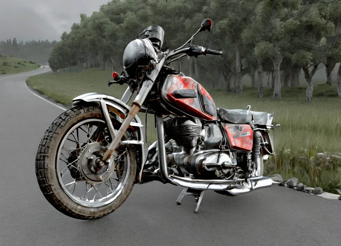 obc02 Motorcycle <lora:02_vehicle_obc02:1.0> on a road,
outside, glamorous,
nature at background, professional, realistic, high quality,
Chilly and overcast, <lora:general_vehicle:-0.10>