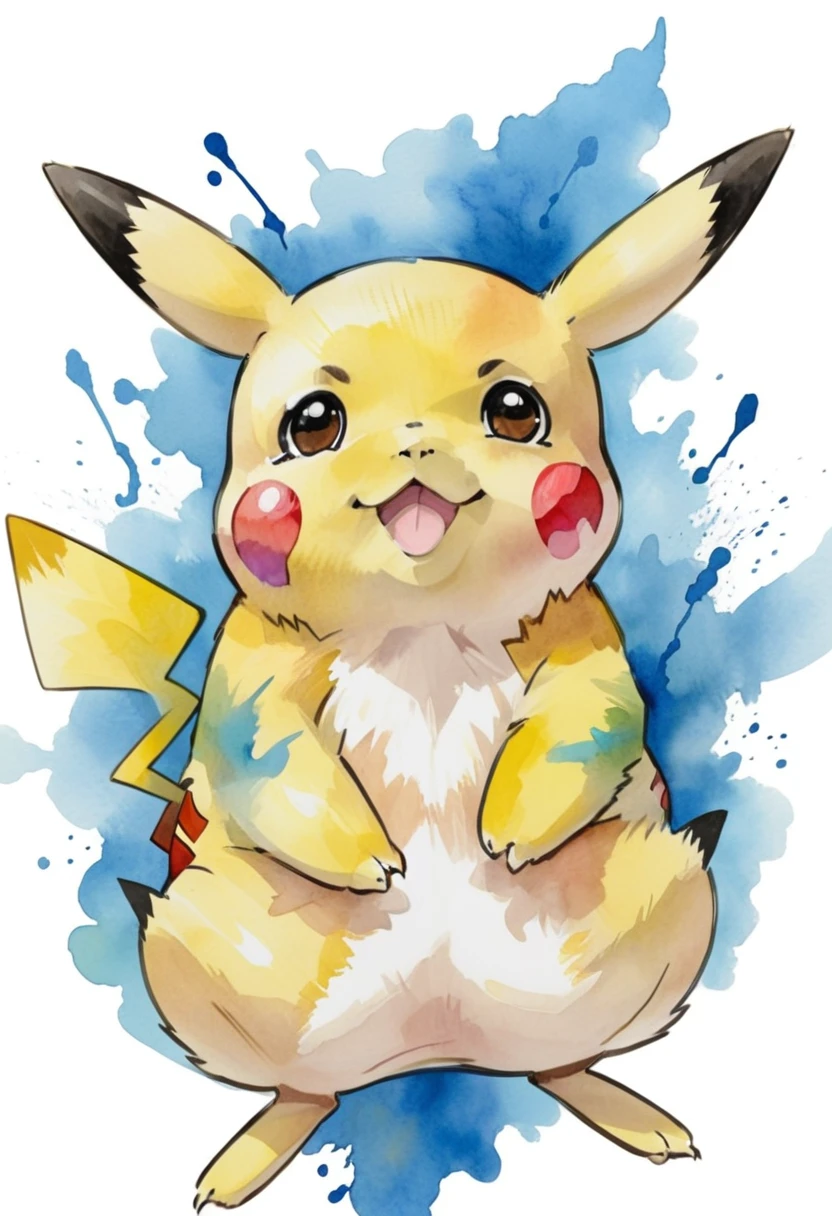 Abstract style art of cute pikachu, abstract watercolor, csw, (black eyes),<lora:CSW-Style-2-000017:0.8>, Non-representational, colors and shapes, expression of feelings, imaginative, highly detailed