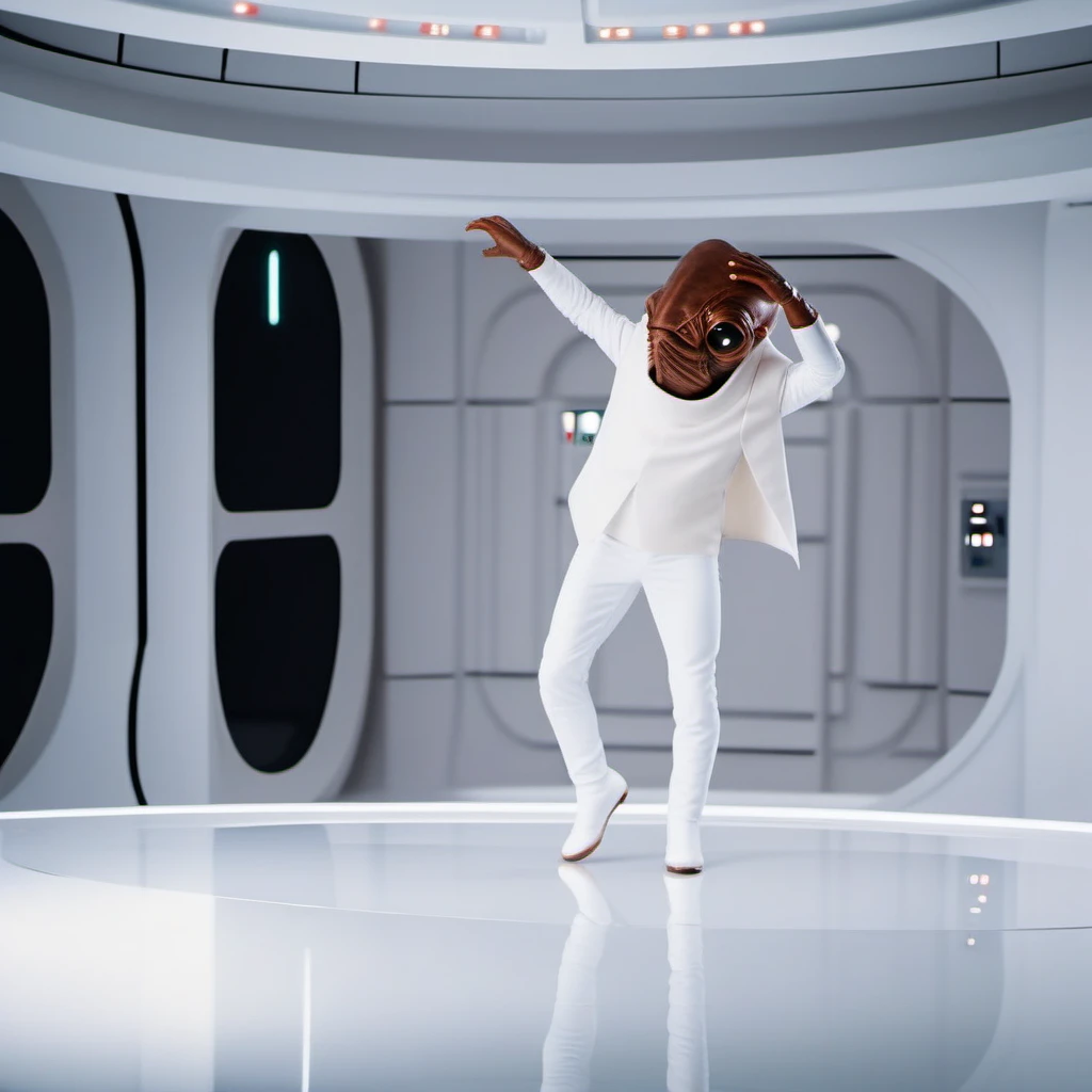 cinematic photo a full body brown skin alien with a strange looking face, star wars, white suit,
dab poses, spaceship <lora:AmiralAckbar1024:0.9> . 35mm photograph, film, bokeh, professional, 4k, highly detailed