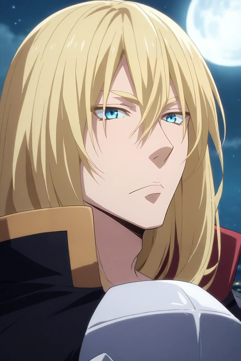 score_9, score_8_up, score_7_up, source_anime, rating_safe, , (realistic:0.6), , depth of field, 1boy, solo, male focus, <lora:leon_cromwell_pony:0.9>, leon_cromwell, blonde hair, blue eyes, long hair, hair between eyes, asymmetrical, plane, night, full moon, singing, :\3, , <lora:sdxl_lightning_8step_lora:1>