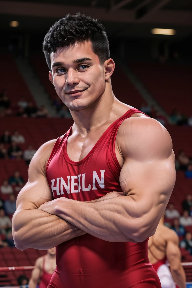 1 male college wrestler in wrestling singlet, young adult, huge bulge, Short Hair, muscular, bulky, sexy, sweating cum, massive bulge, abnormally huge bulge, wet bulge, comically large bulge, bigger bulge, big bulge, round bulge, wide bulge, fat bulge, huge pecs, Large breasts, 
