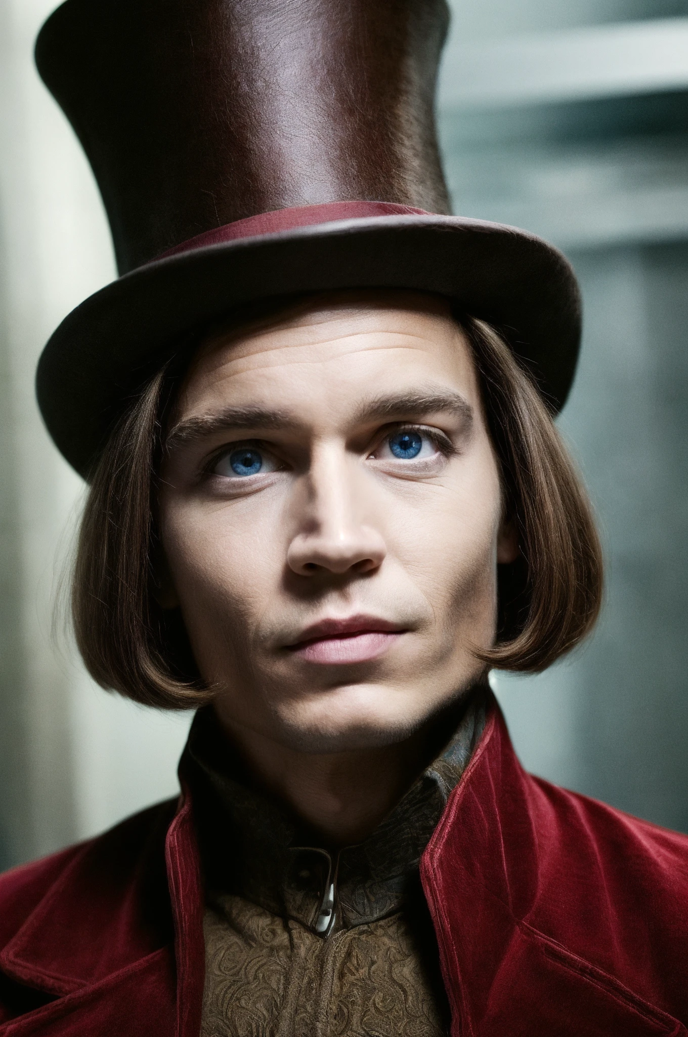 solo, face shot, portrait, looking at viewer, charlie and the chocolate factory