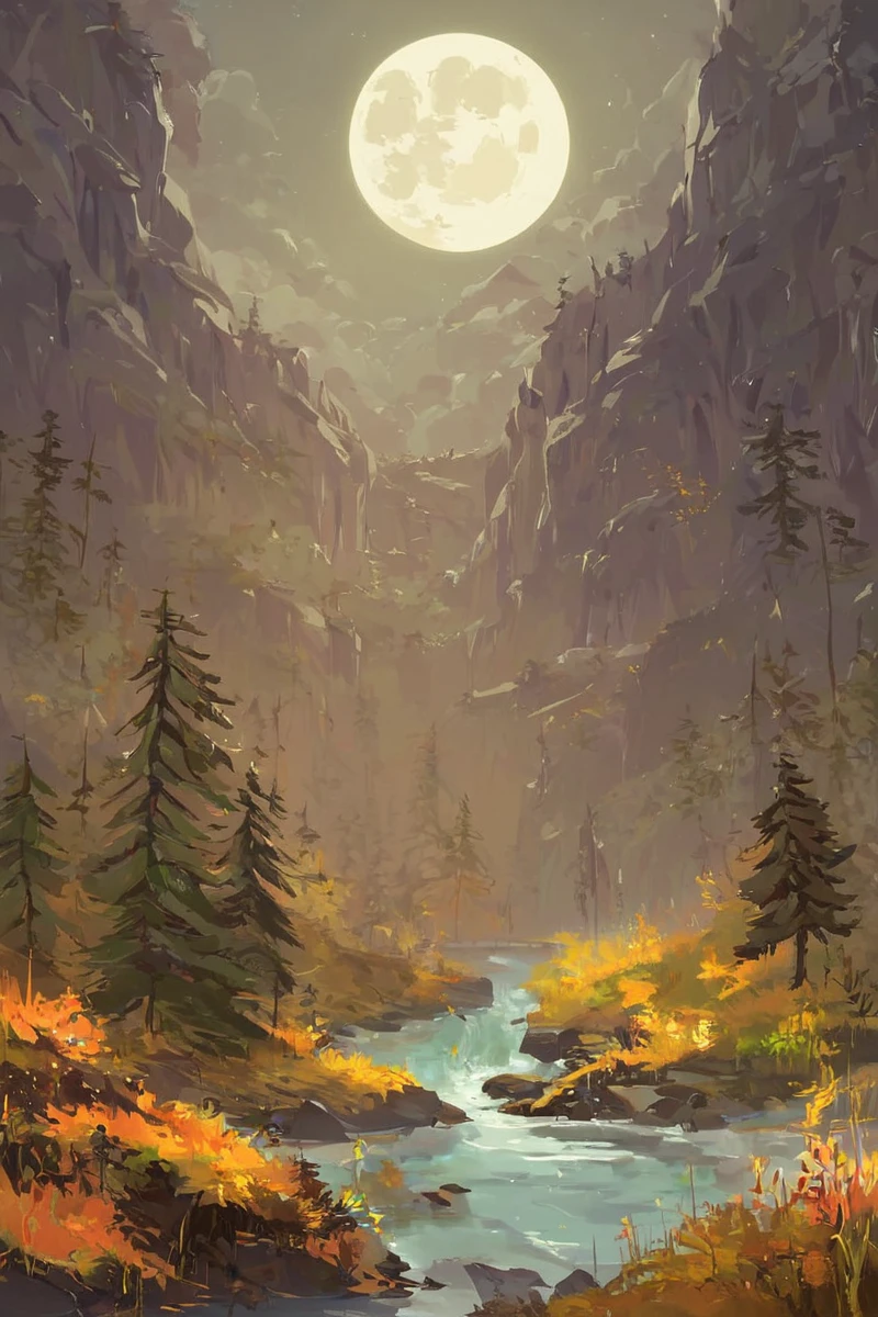 score_9, score_8_up, score_7_up, score_6_up, zPDXL2, <lora:Moon_epoch_5:0.6>,
night, night sky, landscape, forest, river, volumetric shadows, reflections, moon