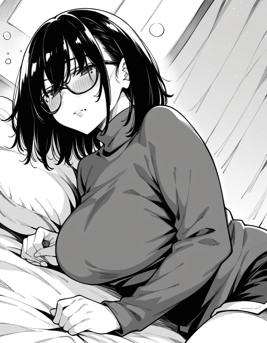 Black_hair,Red Eyes,Glasses,Big thighs,Short hair,blush,Arms behind your head,,Open Mouse,Sweat,Wavy_hair,hair slicked back,very large udder,Surprised,Spread legs,Nipple,flabbergasted,Ahegao、From below,Front view, fatness, Mature,30 years old,Brown skin, are protruding、White panty、White bra、