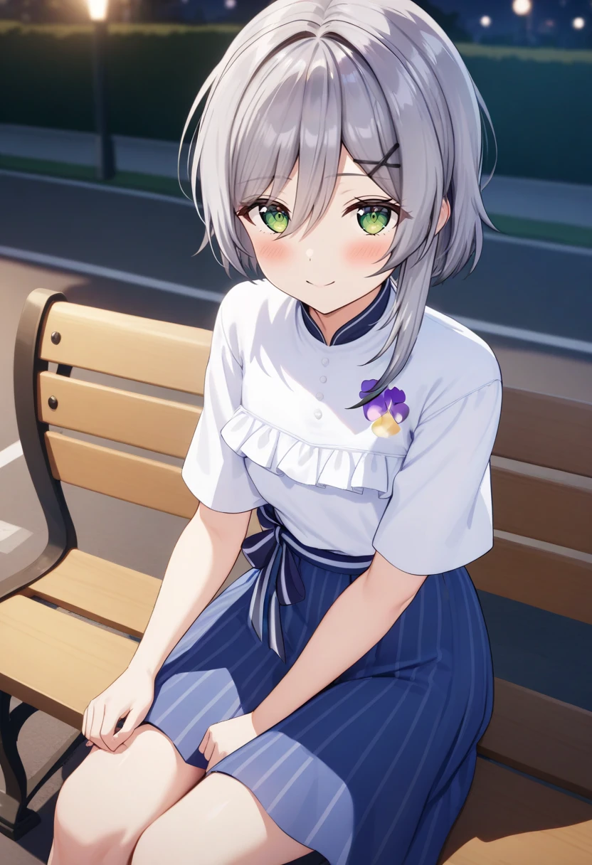 Yuika21,looking at viewer,blue skirt,blush,adore,shadow,looking at viewer,smile,
street,night,park,
<lora:Yuika:1>,sitting,park bench,, cinematic light,masterpiece,best quality,very aesthetic,absurdres,incredibly absurdres,<lora:add_detail:1>,